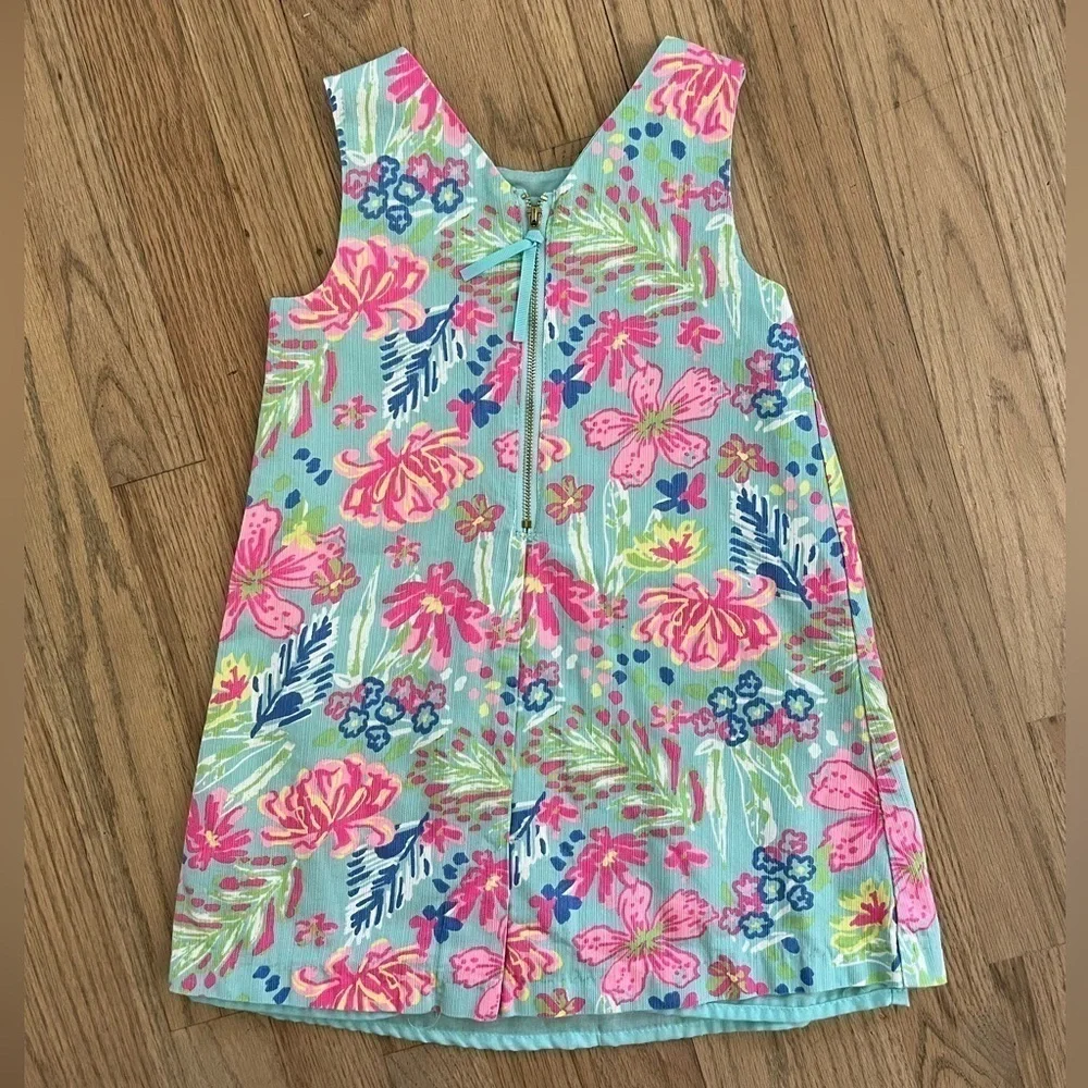 Lilly Pulitzer Inspired Shift Dress by Tommy Bahamas Sz 3/4 Floral Pink Blue
